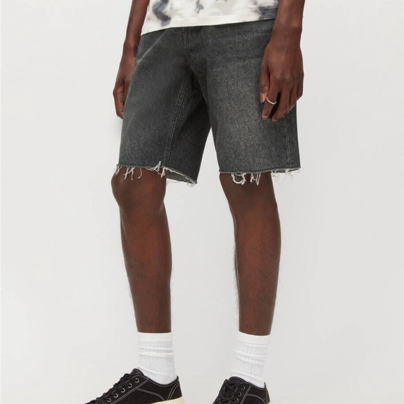All Saints switch black washed skinny men’s shorts Sz 34 - Picture 2 of 11